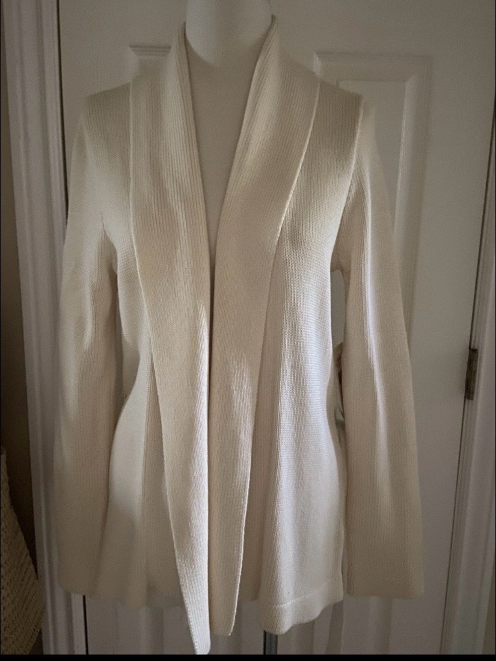 Ralph Lauren M Ivory Open-Front Women's Long Belted Cotton Cardigan NWT $99.50
